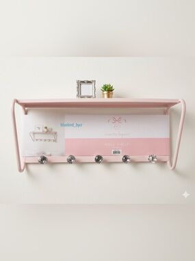 Nanette Lepore Pink Wall Shelf with Crystal Knob Hooks